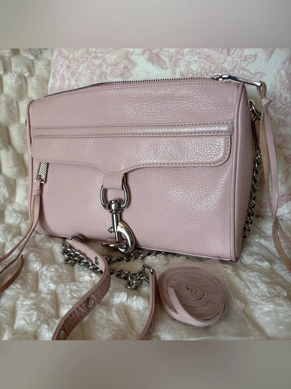 ✨NWOT Rebecca Minkoff Large M.A.C. Crossbody Bag Blush Pink Silver Hardware
